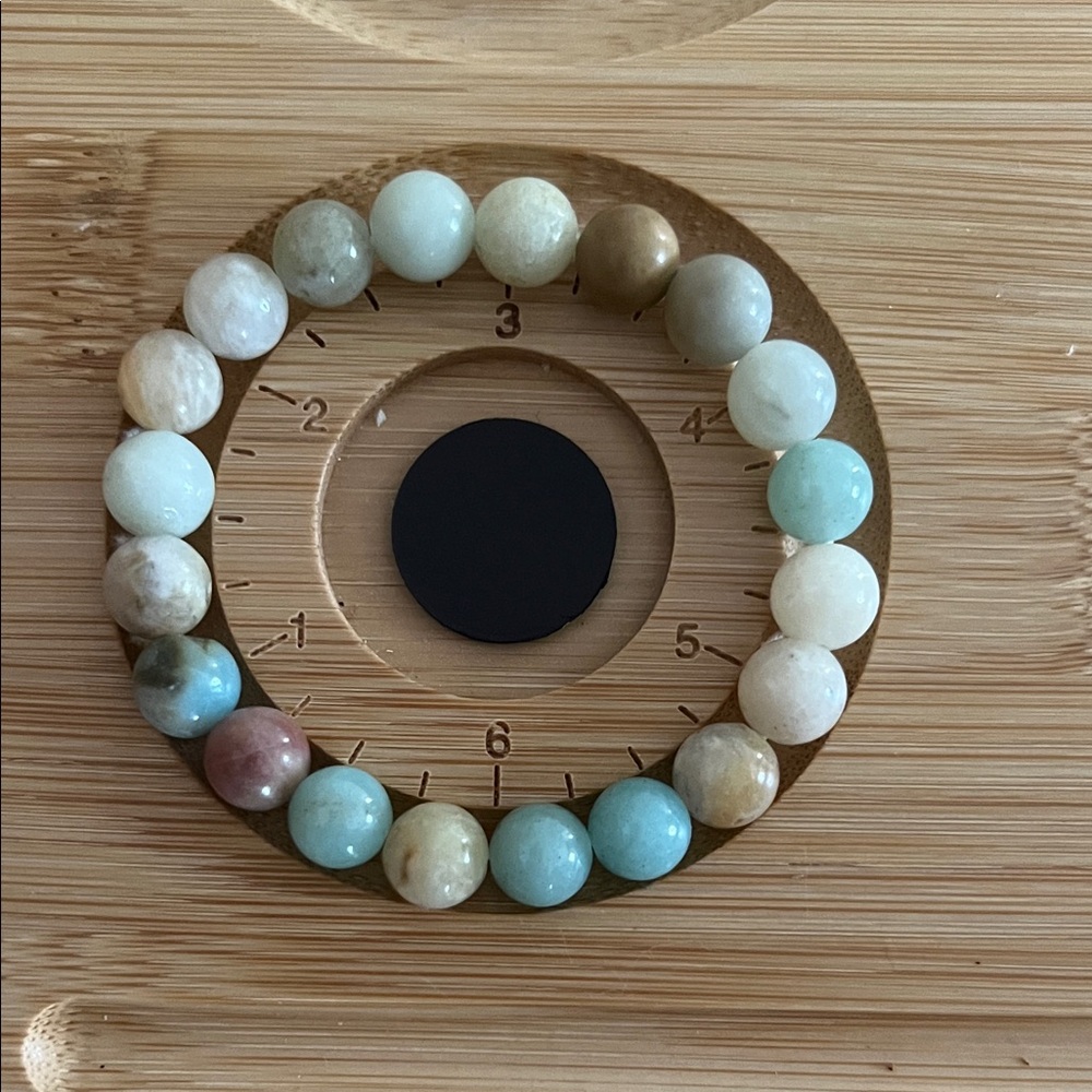 Amazonite 8mm Beaded Bracelet 5.75” small Wrist Stretch Elastic Natural Stone